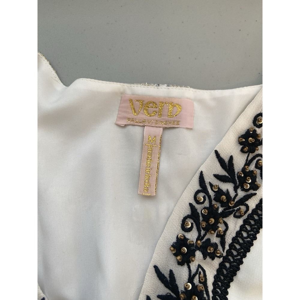 Anthropologie Verb Maxi Dress Women Size M Embroidered Boho Gold Black Beaded - Picture 11 of 13